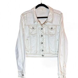 Maurices Cream Denim Jacket XL Stretch Button Front
